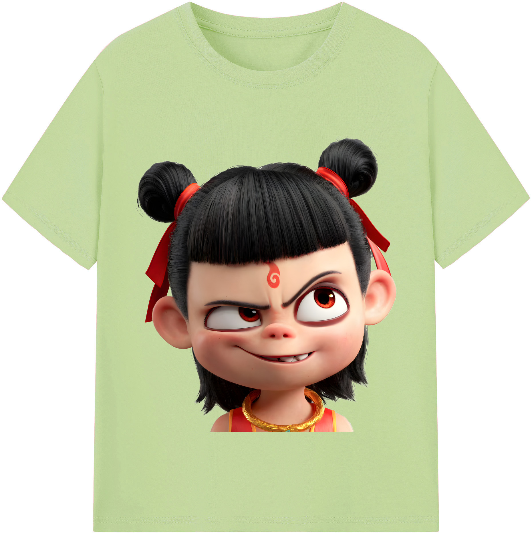 （画像用） Ne Zha 2 ナタ 魔童の大暴れ 綿100％半袖Tシャツ（フロントプリント）